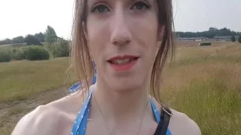 Outdoor butthole In My Summer dress; Public No pants Finger plow