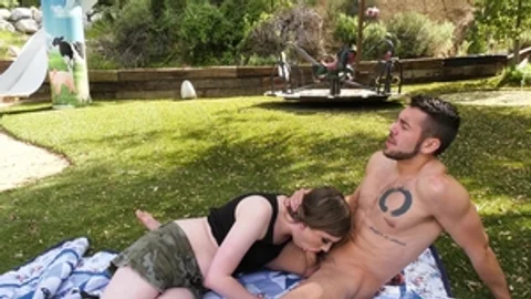 GenderX.com - Brunette Skylar Adams deepthroat outdoors