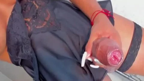 Monster Horse Sized dark cock tranny On cam