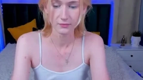 19yo blond Russian tranny gal Sucks vibrator On cam