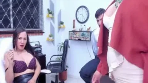 concupiscent Trans Secretaries bunch Up On Their penis Boss