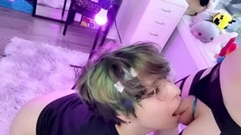 excited Femboy Sucks A Flacid Piece Of penis