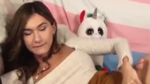 slutty young brunette tranny Jerks bushy gigantic cock