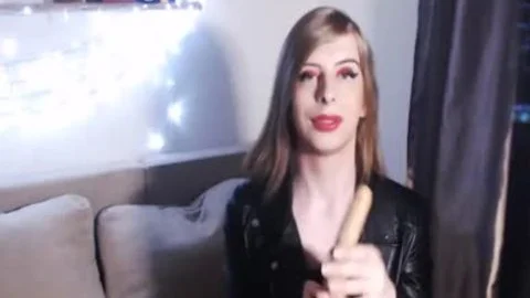 Rock Fan teen tranny Rides On sextoy And Make Ahegao