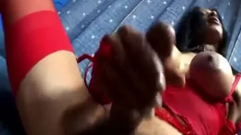 busty t-girl In Red Nailing twink