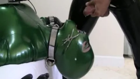 Rubber this babemale Sex slave sucks shlong