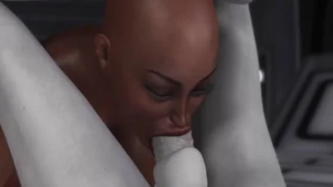 3d Alien Dickgirl bonks A slutty black serf In Space Station
