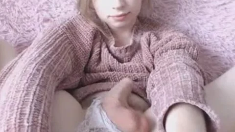 innocent Looking blond tgirl Plays Her 10-Pounder